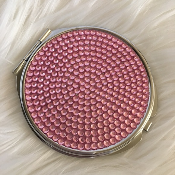 Other - Compact mirror crystal pink purse metal double